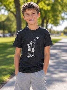 Amazon Boys Black Graphic Basketball Tee